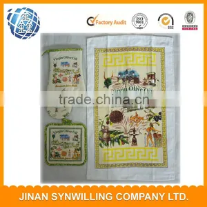 Factory Stock Kitchen Textile Set Mitt Potholder Stock 3pcs Kitchen Towel Set thumbnail-3