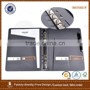 China Supplier L Shape Metal6 Ring Binder Leather File Folder,conference Folder thumbnail-2