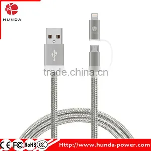 MFI Certified 2-in-1 Dual Connector USB Charging Cord for Smartphones and Tablets thumbnail-1
