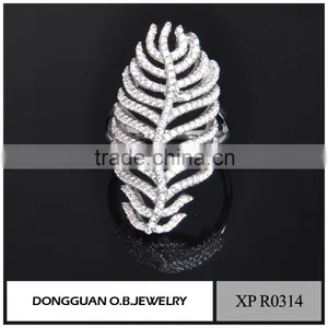 New Arrival White Gold Plated Finger Ring With AAA Zircon Diamond Stones for Women Girls thumbnail-2