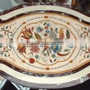 Marble Inlay Table Top , Stone Inlay Table Top thumbnail-1