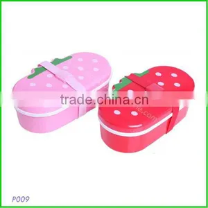 Lovely Strawberry Shaped Plastic Lunch Box , Pink Melamine Bento Box for Children thumbnail-1