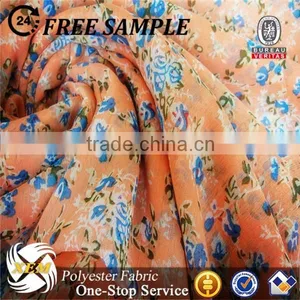 Flower Design Crinkle Chiffon Printed Fabric thumbnail-5