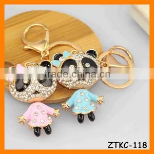 2014 Cute Animal Rhinestone Drip Panda Key Chain, Gift Bag Pendant ZTKC-118 thumbnail-1