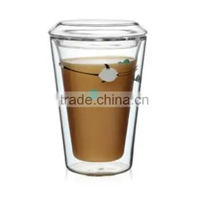 Stockage & Promotional 300ml Heat Resistant Borosilicate Glass Coffee Cup With Glass Lid for Drinking thumbnail-1
