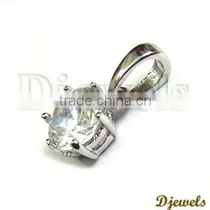 White Gold Diamond Pendant, Ladies Pendant, Diamond Jewelry thumbnail-1