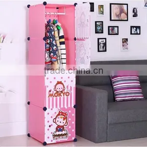 Plastic Storage Cabinet Kids Bedroom Furniture, Kids Plastic Wardrobe Storage Cabinet thumbnail-4
