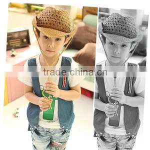 Hot Sale Korean Kids Hip Hop Summer Sun Cheap Straw Cowboy Hats thumbnail-2
