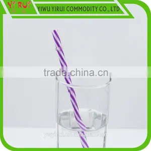 Striped Hard Plastic Straight Drinking Straw With Plastic Circle thumbnail-4