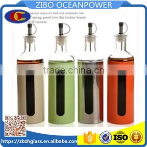 Glass Oil Vinegar Set Oil Vinegar Bottle With Metal Coating 4 Colors thumbnail-1