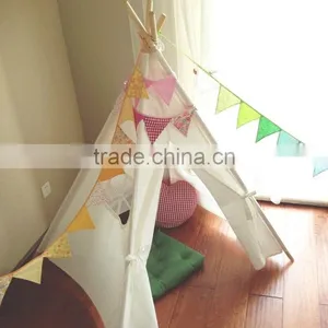Classic Solid White Four Poles Two Windows Style Indian Kids Teepee Tent Great Gift for Children' Birthday, Christmas thumbnail-4