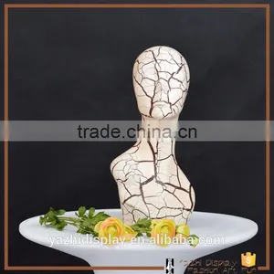 Latest Design Crack Surface Fiberglass Mannequin Head for Wig Display thumbnail-2