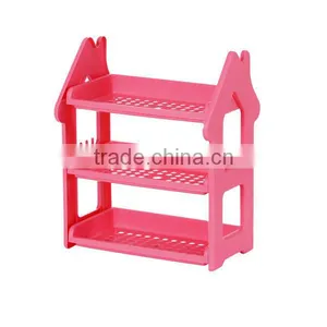 3-Shelf Multifunction Shelving Unit Plastic Storage Rack With Home Shape Wine Organizer thumbnail-3