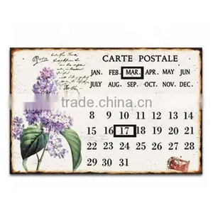 Hydrangea Design Metal Calendar Hydrangea Tin Sign Tin Plate thumbnail-1