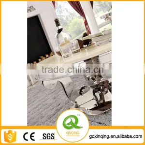 Round Marble White Coffee Table Stainless Steel Dining Room Table thumbnail-2