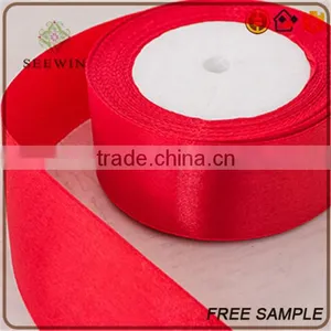 White Red Pink Customerised Soft Satin Fabric Floral Offray Ribbon thumbnail-4