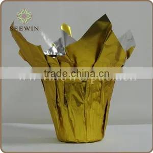 Golden Color Foil Flower Pot Flowers Bouquet Holder thumbnail-1