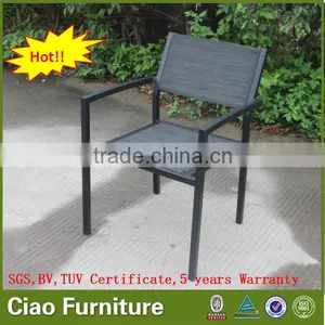 Outdoor Fabric Resturant Chair Patio Dining Arm Chair Stackable Chair thumbnail-1