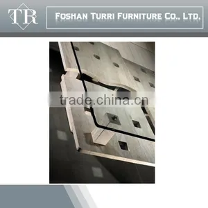 Modern Luxury Travertine Base Glass Top Coffee Table thumbnail-3