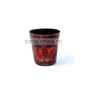 Fashionable Waste Bin Faux Leather Crown Print Trash Can thumbnail-2
