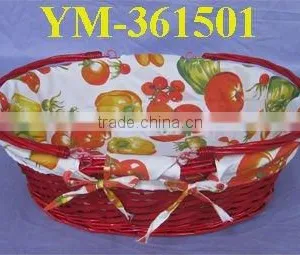 Willow Shopping Basket With Handle and Fabric thumbnail-1