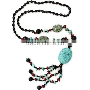 32 Inches Turquoise Statement Necklace thumbnail-1
