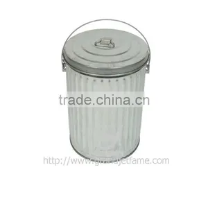 Antique Iron Trash Bin Galvanized Metal Iron Trash Bin thumbnail-4