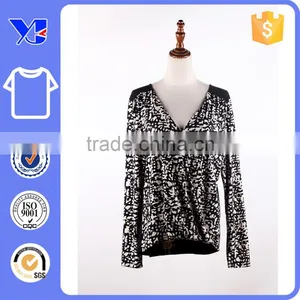 Knitted Blank Fall Wear Foil Printing Front Glown Lady T-shirt thumbnail-1