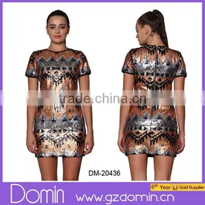 New Design Fashion Round Neck Crop Top Ladies Sequin Top Set thumbnail-1