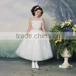 White Flower Halter Kids Evening Gowns thumbnail-1