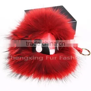 CX-R-48F New Arrival Fashion Fur Bag Charm Raccoon Fur Pom Keychain thumbnail-2