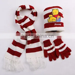 Popular and Lovely Children Scarf Hat Glove Knit Winter Sets thumbnail-1