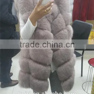 2015 Fashion Lady Natrual Fox Fur Vest Women's Real Full Fox Fur and Leather Winter Overcoat Girl's Outerwear Fur Vest Coat thumbnail-5
