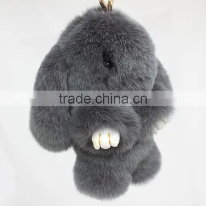 Myfur Dark Grey Cute Rabbit Fur Made Rabbit Bag Accessory Pendant thumbnail-1