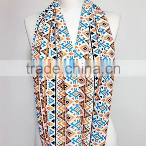 Inca Maya Aztec Indian Tribal Pattern Infinity Scarf, Ikat Circle Scarf, Scarves, Spring - Fall - Winter - Summer Fashion thumbnail-3