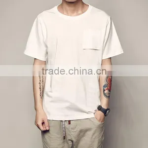 Cheap Bulk Custom Plain Thin White T-shirts With Pocket thumbnail-1