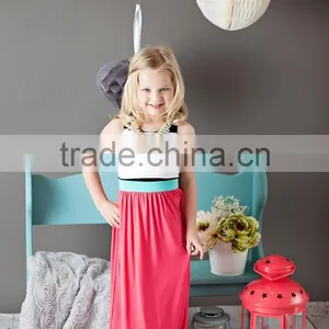 Wholesale China Factory Rose White Black Strip Mommy Me Long Dress thumbnail-3