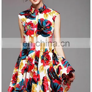 High Quality Sleeveless Print Skater Dress Summer 2016 thumbnail-2