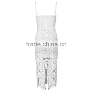 Summer Dress Hot Selling 2015 New Women Elegant and Sey White Lace Evening Party Bandage Dress Bandage Bodycon Women Wearing thumbnail-2
