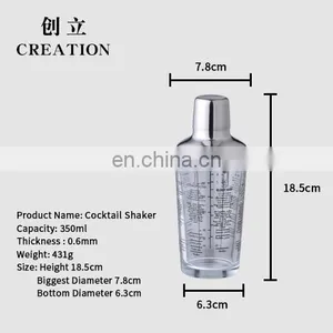 Factory Direct Wholesale 400ml Glass Shakes Tool Metal Stainless Steel Cocktail Shaker thumbnail-3