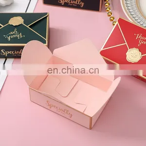 Custom Happy Birthday Gift Cardboard Origami Package Boxes Pink Metallic Craft Paper Empty Sweet Packaging With Wax Seal thumbnail-4