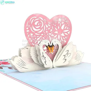 Love Heart Swans 3D Folding Card Romantic Valentine’s Day Card Best Gift for My Wife thumbnail-1