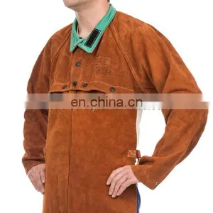 Rust Red Split Cowhide Leather Welding Cape Clothing Sleeves With Detachable Split Cow Leather Welder Apron thumbnail-1