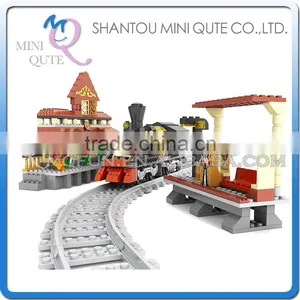 Mini Qute DIY Intellect Train Rail Track Transport Vehicle Action Figure Plastic Building Block Model Educational Toy NO.25811 thumbnail-1