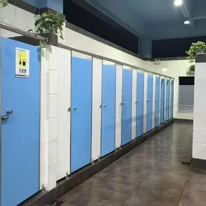 Public School Restroom HPL Shower Stalls Bathroom Toilet Divider Wall Commercial Toilet Partition thumbnail-1