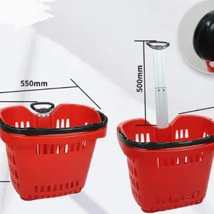 New Retail Supermarket Plastic Shopping Mini Trolley Basket thumbnail-4
