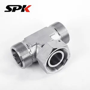 Carbon Steel Fitting, Hydraulic Oil Tube Ferrule Tee Transition Fitting, Ferrule-Type With One End Internal Thread, BC Union, Stainless Steel thumbnail-1