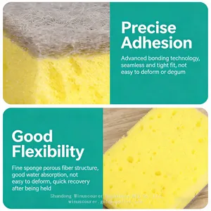 2Pcs Pack Eco Friendly Household Cleaning Kitchen Sponge Dish Washing Soft PU Sponges thumbnail-2
