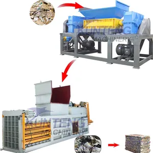 Dual Axis Grass Straw Municipal Solid Waste Shredder and Hydraulic Waste Baling Machine EPC thumbnail-1