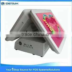 DTK-POS1578 Factory Supply Low Cost 15 Inch Touch Screen White Color Dual POS thumbnail-1